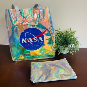 🚀 NWT Clear Holographic NASA Tote Bag 🚀